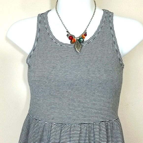 Circo Girls Sundress Black White Stripe Stretch Jersey Tank Midi Size Large 10/1 - Picture 2 of 8